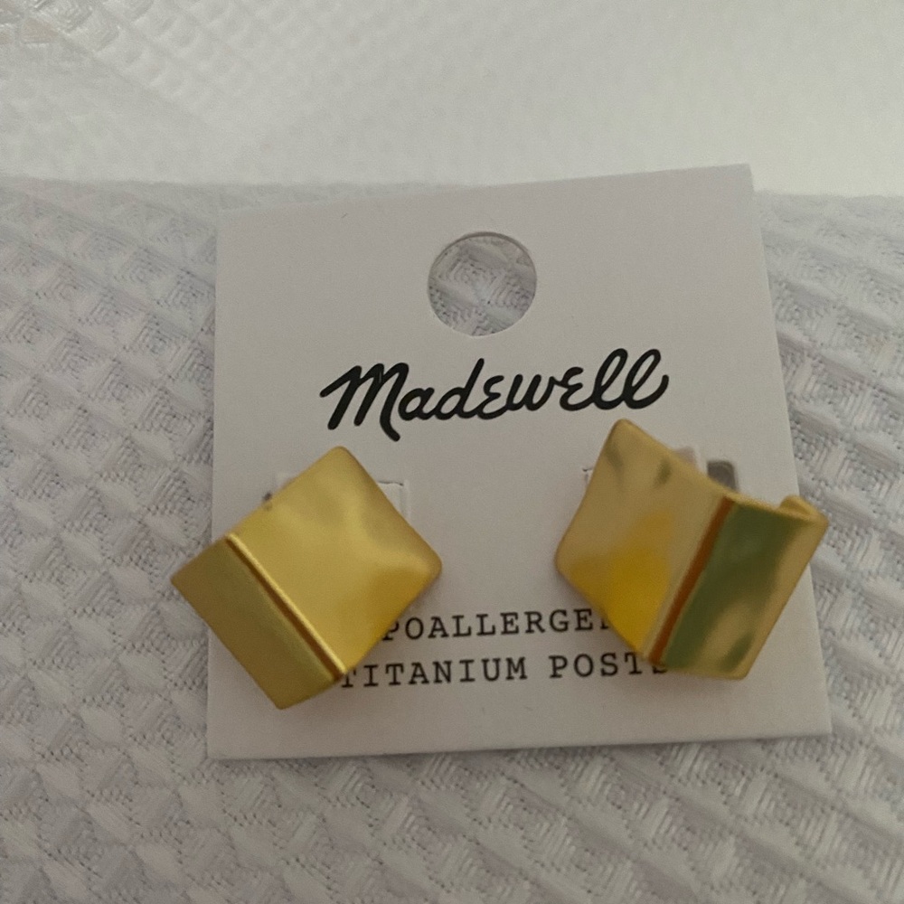 Madewell Gold Hammered Statement Stud Earrings